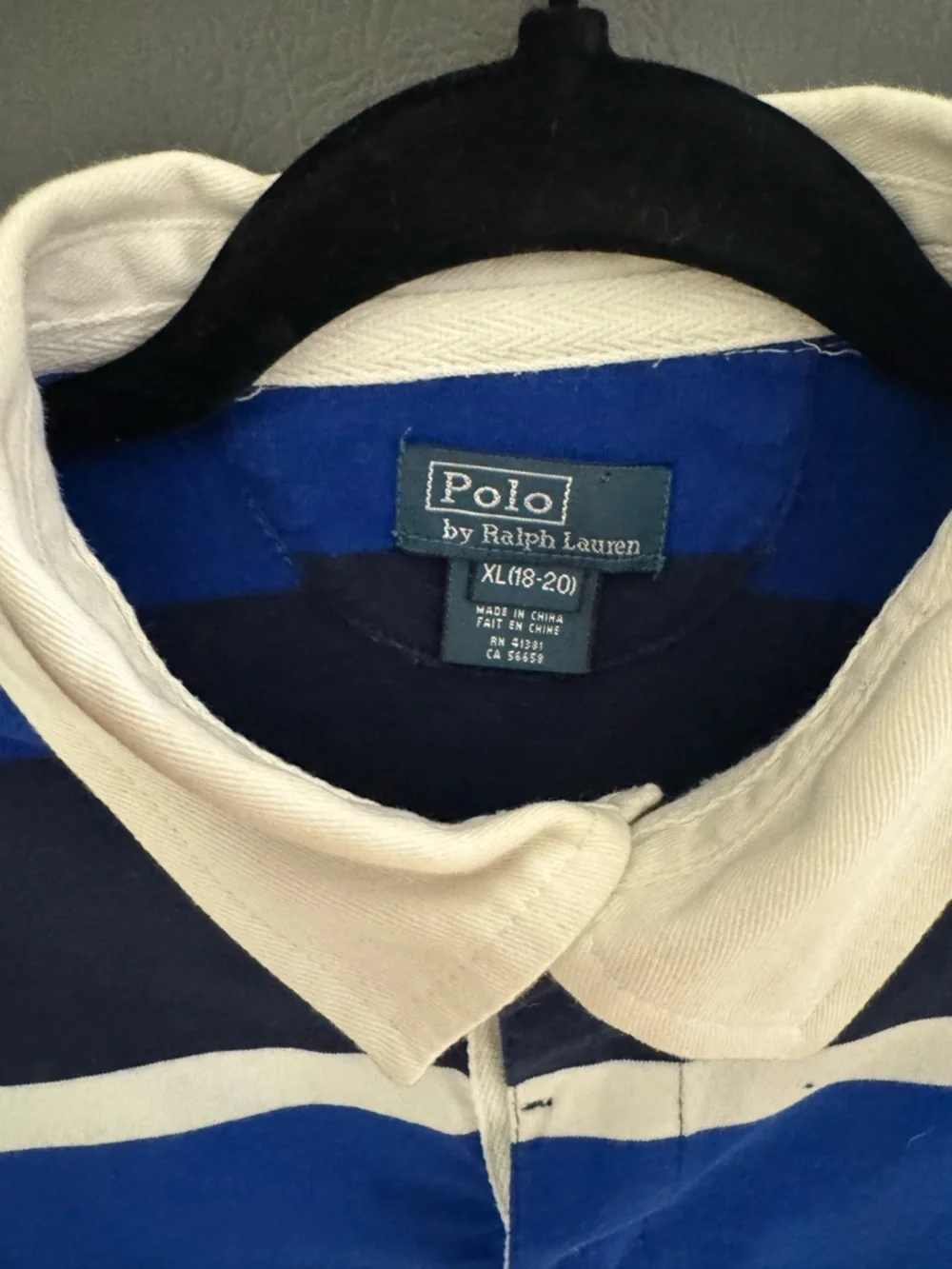 Ralph Lauren Blue, Navy & White Striped Rugby Polo